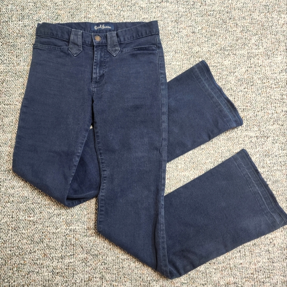 Vtg Earl Jeans Ink Blue Stretch Low-Rise Cotton Twill Bootcut Jeans 24